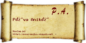 Páva Anikó névjegykártya